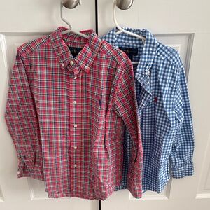 Ralph Lauren Kids Nantucket Red and Blue Plaid Button Down Shirts